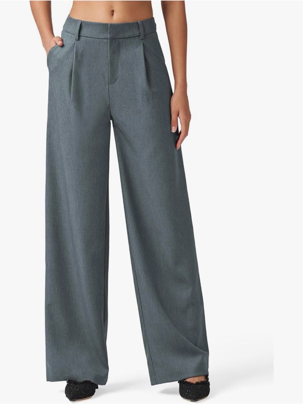 NWT Wide Leg High-Waist Dress Pants in Slate Grey XL